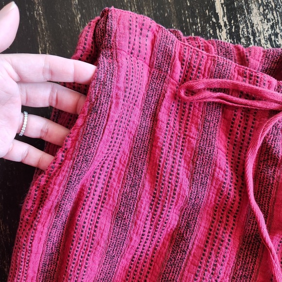 SUNDANCE Shobu Relaxed Cotton Drawstring Pants Small Striped Casual Beachy Boho - Picture 12 of 13